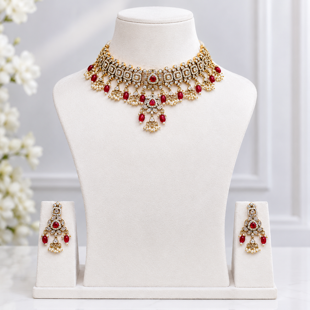 Emerald Ruby charm necklace