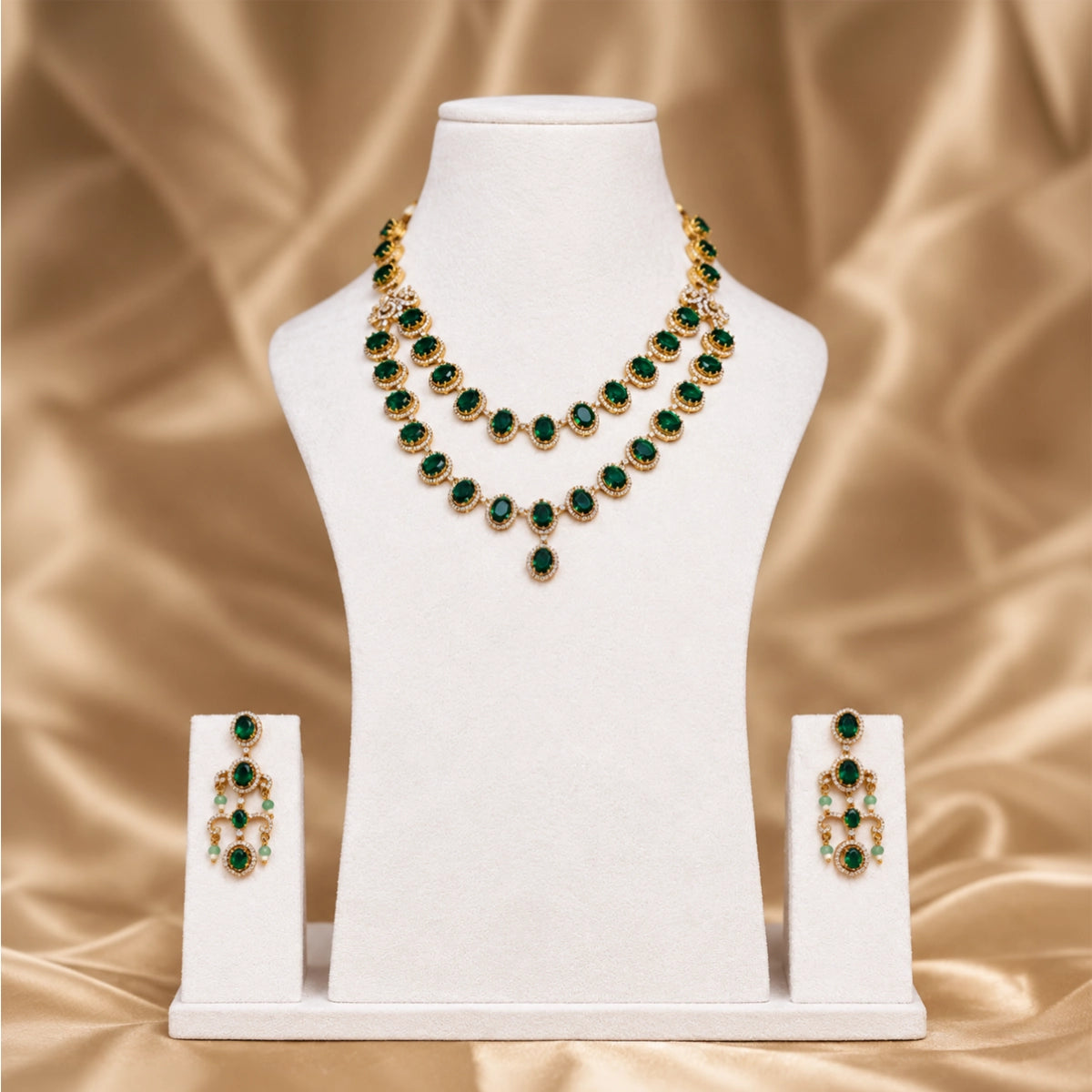 Emerald-style crystal necklace