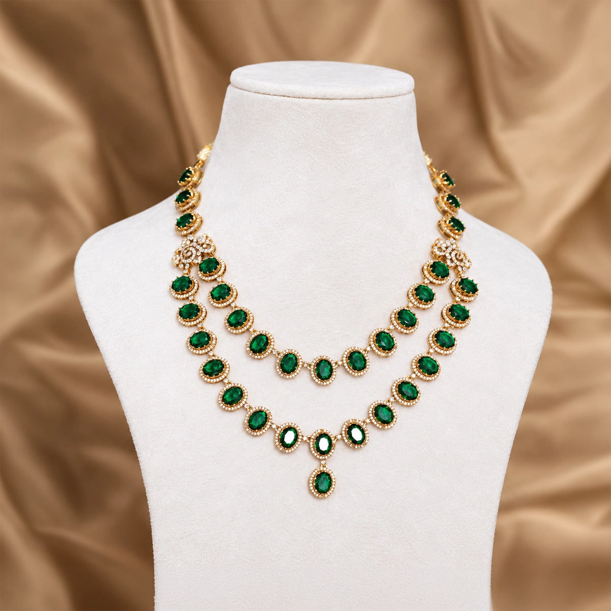 Emerald-style crystal necklace