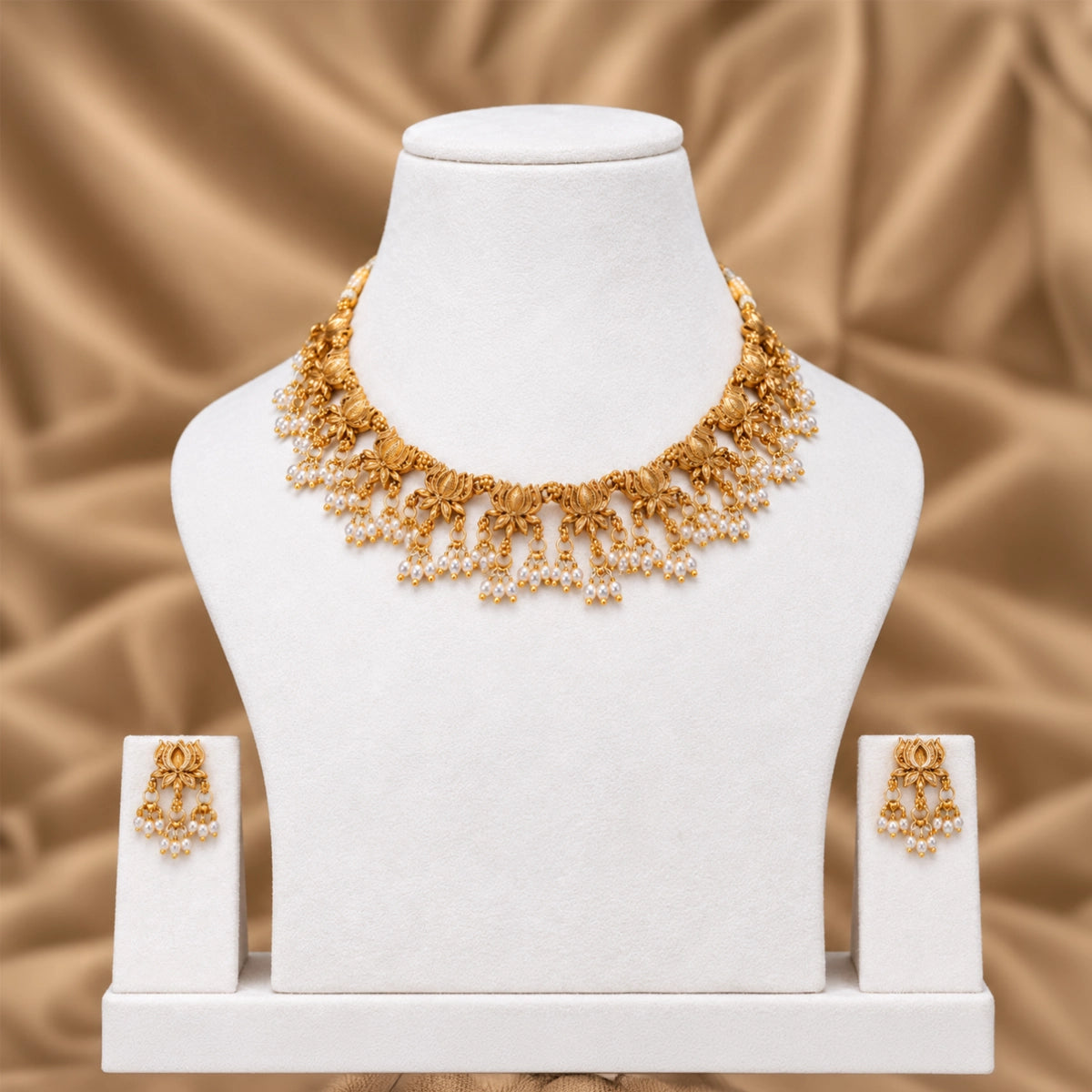 Lotus Motif Temple Necklace