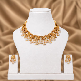Lotus Motif Temple Necklace
