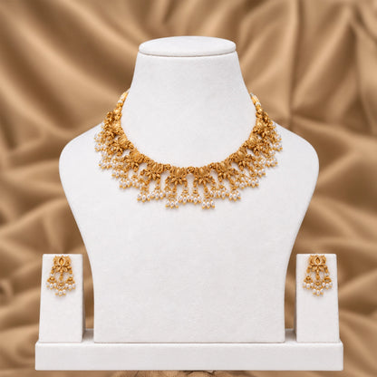 Lotus Motif Temple Necklace