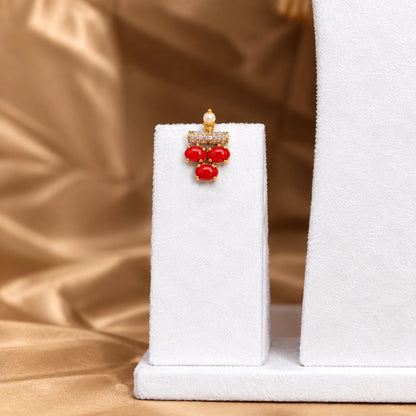 Coral AD Pearl Necklace Set