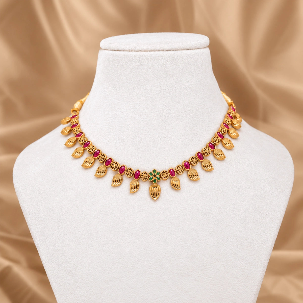 Antique Matte Gold Mango Necklace
