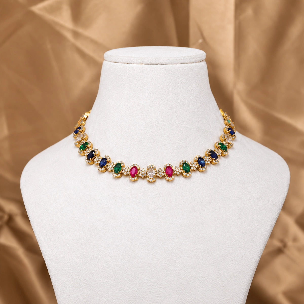 Antique Navratna Link Necklace
