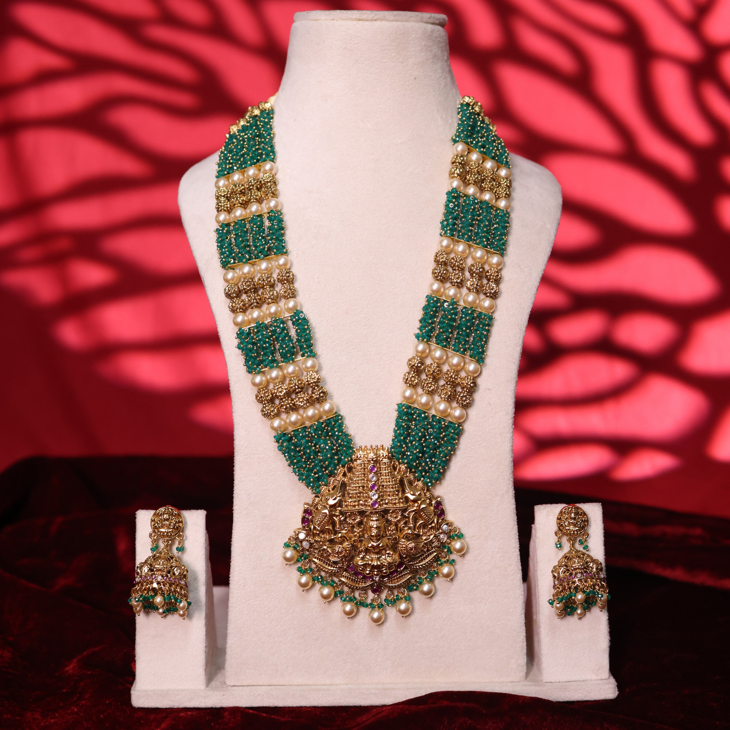 Antique Lakshmi Green Beads Haram