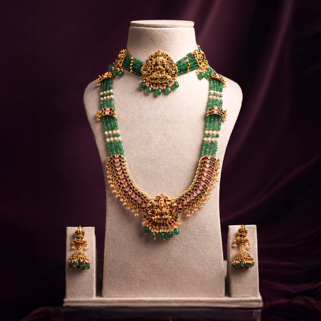 Green beads kempu stone haram